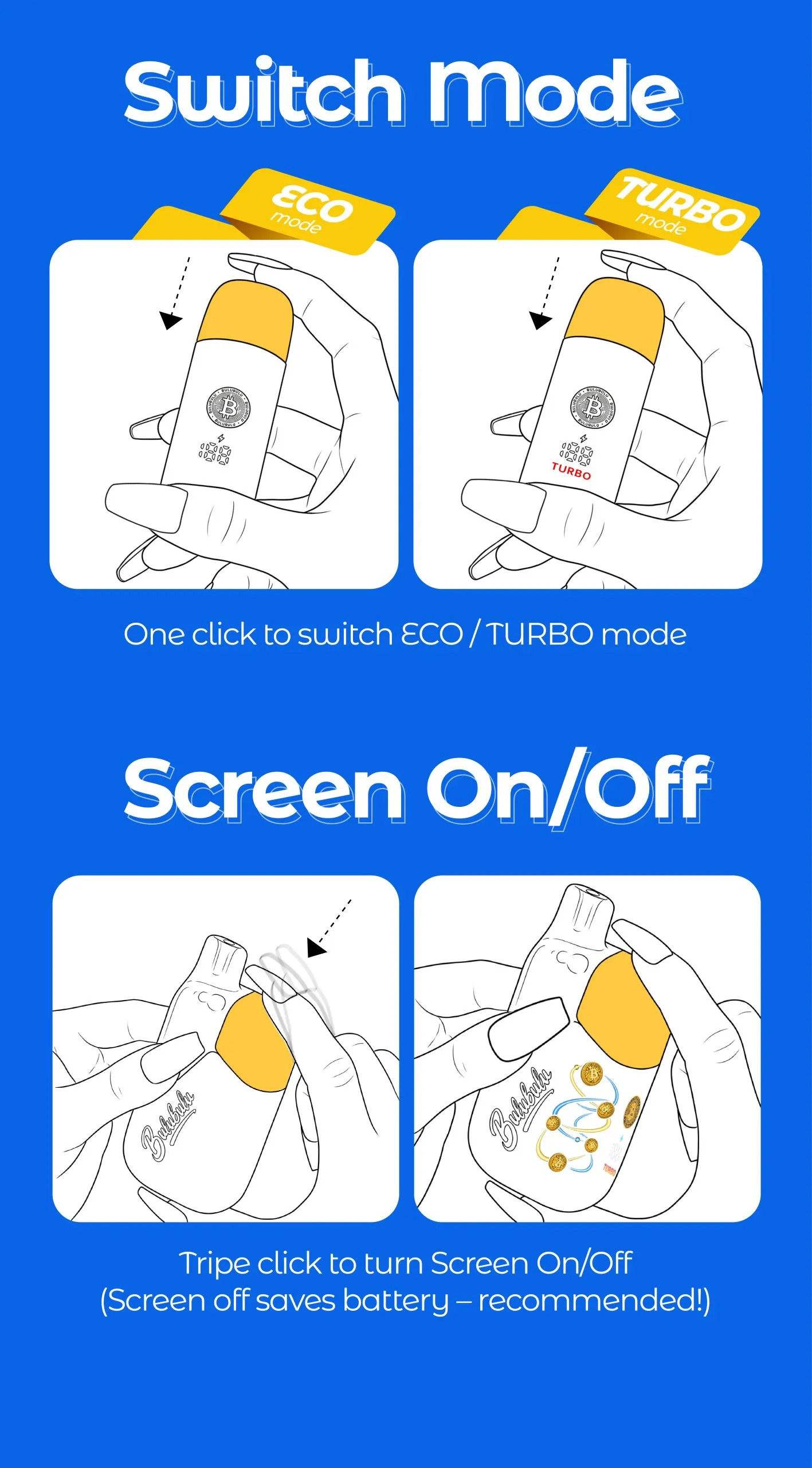 Bulubulu 15K - Switch Mode and Screen Controls